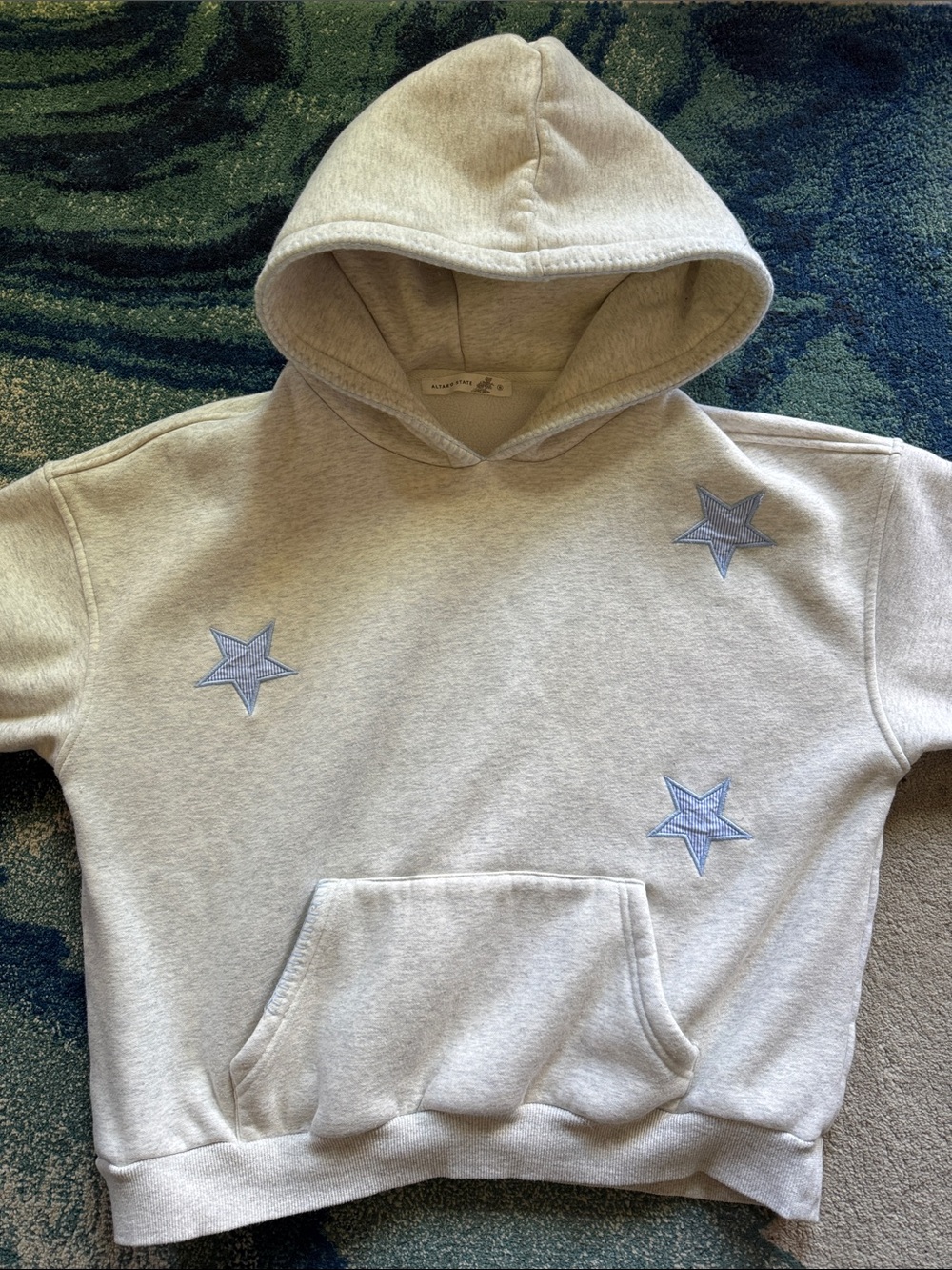 Altar'd State Light Gray Star Embroidered Hoodie - Picture 2 of 10